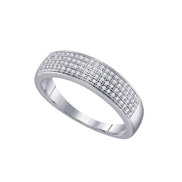 Round Pave-set Diamond Wedding Band Ring 1/4 Cttw 10KT White Gold