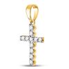 Image 2 : Round Diamond Cross Pendant 1/5 Cttw 14KT Yellow Gold