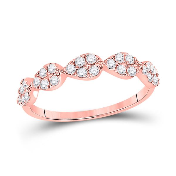 Round Diamond Teardrop Stackable Band Ring 1/3 Cttw 10KT Rose Gold