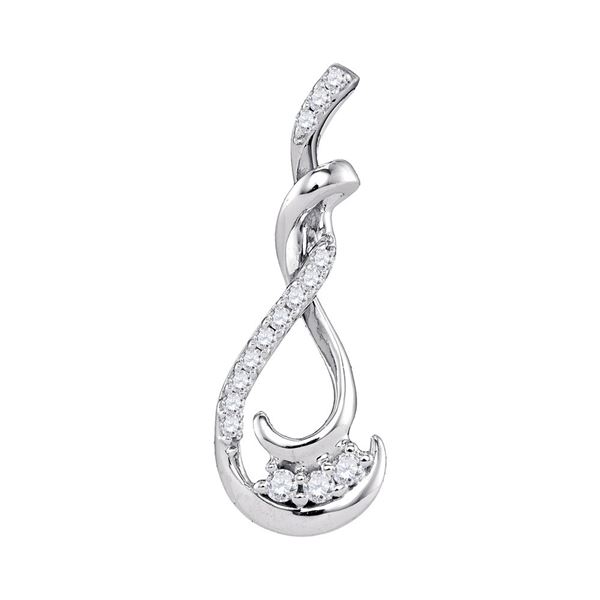 Round Diamond Cradled 3-Stone Infinity Pendant 1/5 Cttw 10KT White Gold