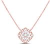 Image 1 : Round Diamond Floral Cluster Necklace 1/3 Cttw 14KT Rose Gold