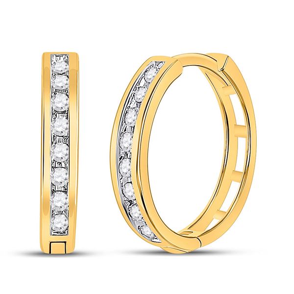 Round Diamond Hoop Earrings 1/5 Cttw 10KT Yellow Gold