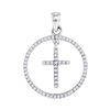 Image 1 : Round Diamond Circle Cross Pendant 1/4 Cttw 10KT White Gold