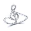 Image 1 : Round Diamond Treble Clef Music Note Ring 1/6 Cttw 10KT White Gold