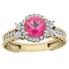 Image 1 : 1.46 CTW Pink Topaz & Diamond Ring 14K Yellow Gold - REF-77K4W