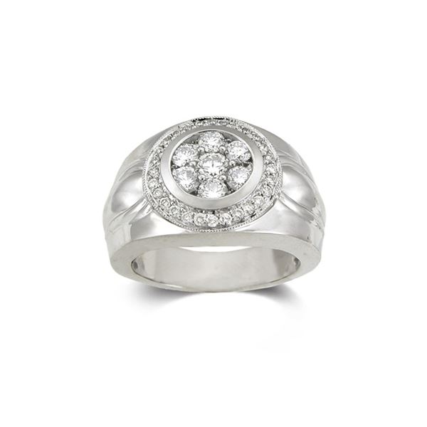 Natural 1.50 CTW Diamond Ring 14K White Gold - REF-294K3R