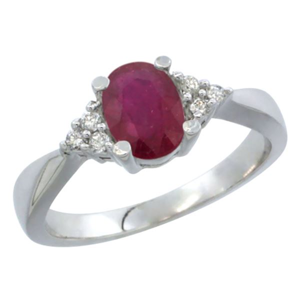 1.44 CTW Ruby & Diamond Ring 14K White Gold - REF-37M9A