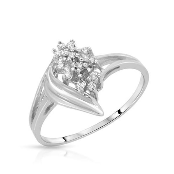 Natural 0.10 CTW Diamond Ring 14K White Gold - REF-23W4H