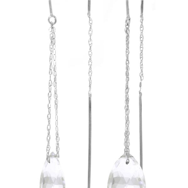 Genuine 6 ctw White Topaz Earrings 14KT White Gold - REF-21V9W