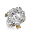 Image 1 : Natural 8.44 CTW Kunzite & Diamond Ring 18K Two Tone Yellow Gold - REF-140T4X