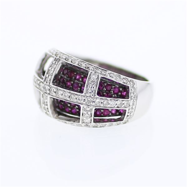 Natural 2.22 CTW Ruby & Diamond Ring 14K White Gold - REF-135N2Y
