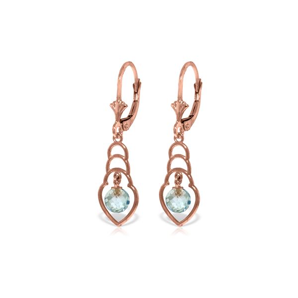Genuine 1.25 ctw Blue Topaz Earrings 14KT Rose Gold - REF-25K6V