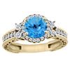 Image 1 : 1.46 CTW Swiss Blue Topaz & Diamond Ring 14K Yellow Gold - REF-77A6X