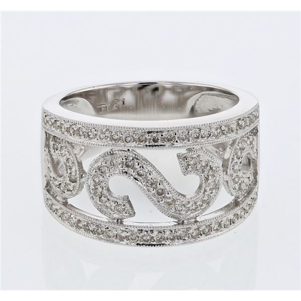 Natural 0.43 CTW Diamond Ring W=12MM 18K Gold - REF-89F3M