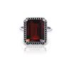 Genuine 7.7 ctw Garnet & Black Diamond Ring 14KT White Gold - REF-87Y7F