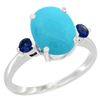 2.64 CTW Turquoise & Blue Sapphire Ring 10K White Gold - REF-30N5Y