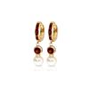 Image 1 : Genuine 4.3 ctw Garnet & Pearl Earrings 14KT Yellow Gold - REF-47W5Y