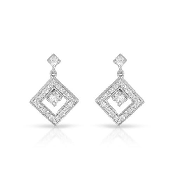 Natural 0.50 CTW Diamond Earrings 14K White Gold - REF-58F5M