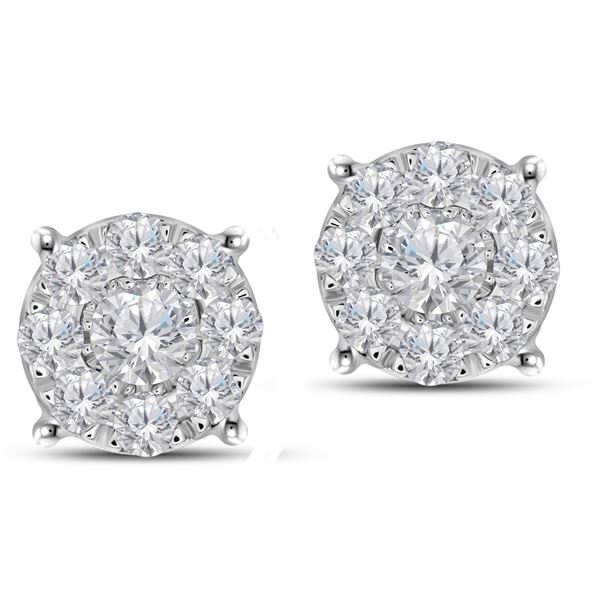 Natural 0.98 CTW Diamond Earrings 14K White Gold - REF-112W5H