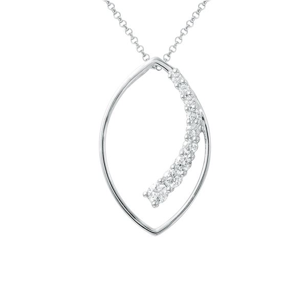 Natural 0.60 CTW Diamond Necklace 14K White Gold - REF-77F4M