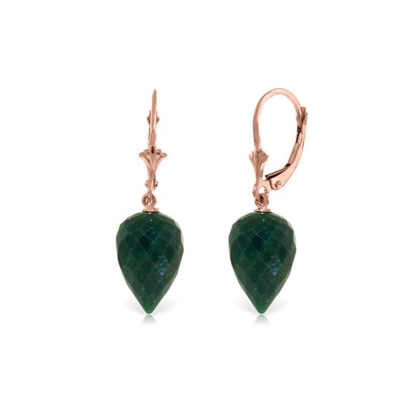 Genuine 25.7 ctw Green Sapphire Corundum Earrings 14KT Rose Gold - REF-37V7W