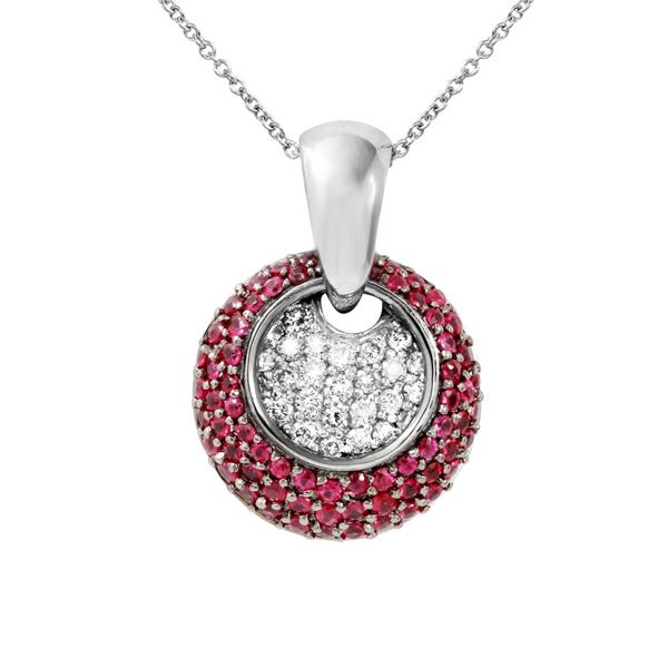 Natural 1.64 CTW Ruby & Diamond Necklace 14K White Gold - REF-100N8Y