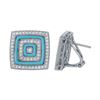 Image 1 : Natural 2.21 CTW Turquoise & Diamond Earrings 14K White Gold - REF-100W8H