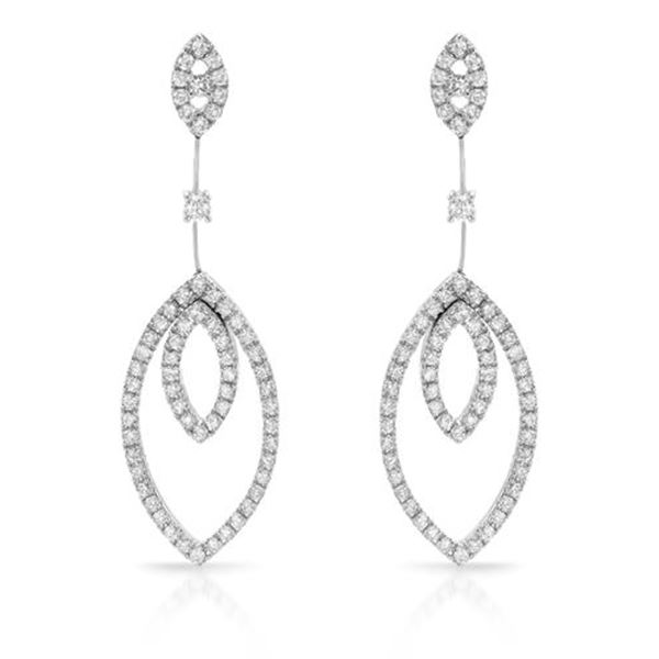 Natural 2.28 CTW Diamond Earrings 18K White Gold - REF-312T3X