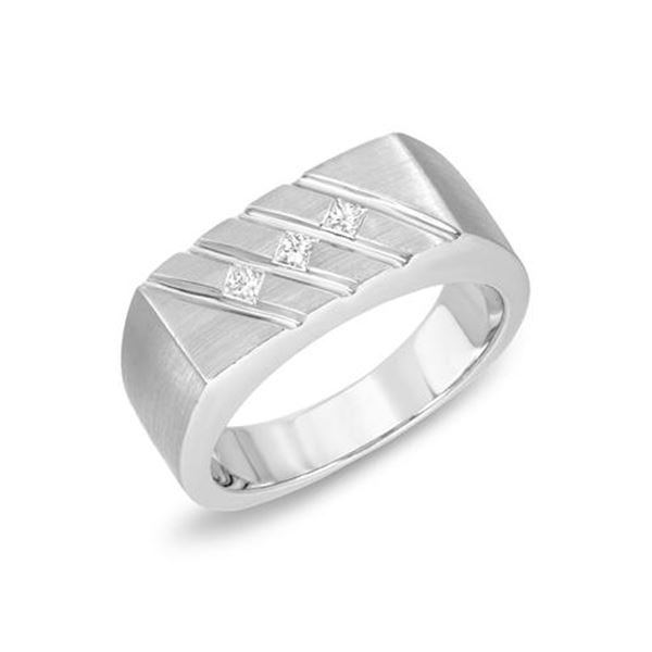 Natural 0.18 CTW Princess Diamond Ring 14K White Gold - REF-98N3Y