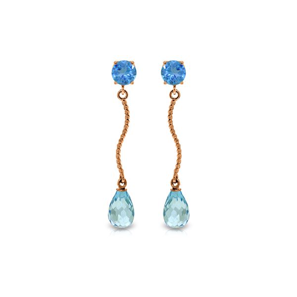 Genuine 4.3 ctw Blue Topaz Earrings 14KT Rose Gold - REF-23X5M