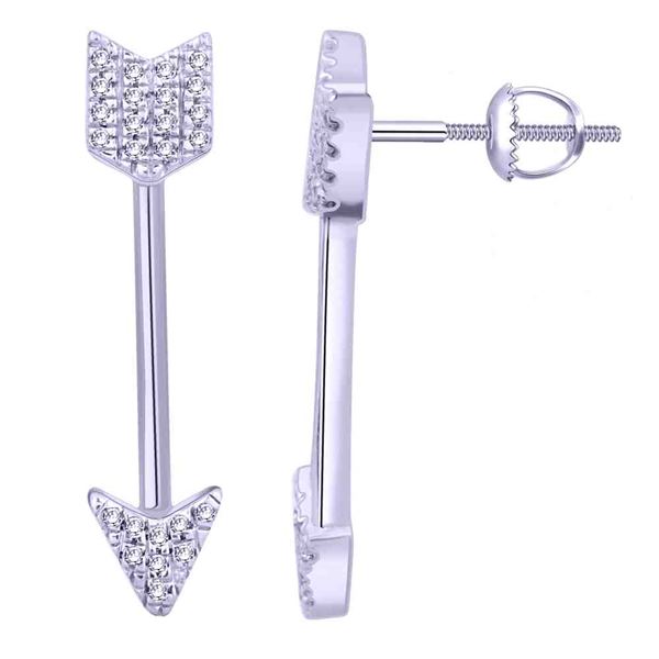 Natural 0.10 CTW Diamond Earrings 14K White Gold - REF-19F8M