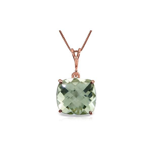 Genuine 3.6 ctw Green Amethyst Necklace 14KT Rose Gold - REF-28H9X