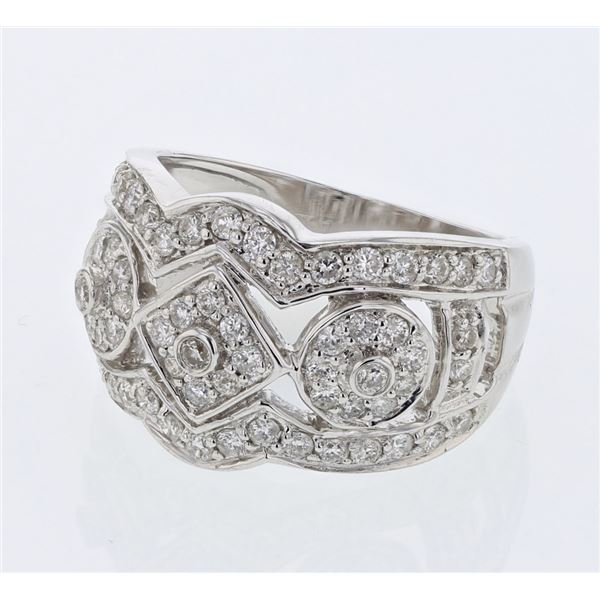 Natural 1.08 CTW Diamond Ring 18K White Gold - REF-176W4H