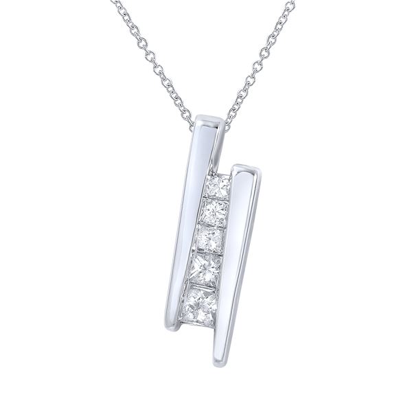 Natural 0.25 CTW Princess Diamond Necklace 14K White Gold - REF-39T6X