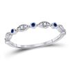Image 1 : Blue Sapphire Diamond Stackable Band Ring 1/10 Cttw 10kt White Gold