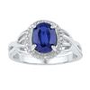 Image 1 : Oval Lab-Created Blue Sapphire Solitaire Ring 1-5/8 Cttw Sterling Silver