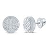Image 1 : Sterling Silver Mens Diamond Disk Circle Earrings 1/6 Cttw Sterling Silver