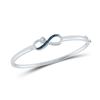 Image 1 : Blue Color Enhanced Diamond Infinity Bangle Bracelet 1/20 Cttw Sterling Silver