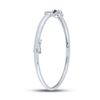 Image 3 : Blue Color Enhanced Diamond Infinity Bangle Bracelet 1/20 Cttw Sterling Silver