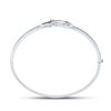 Image 4 : Blue Color Enhanced Diamond Infinity Bangle Bracelet 1/20 Cttw Sterling Silver