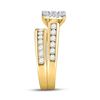 Image 4 : His Hers Diamond Cluster Matching Wedding Set 1-3/4 Cttw 14kt Yellow Gold