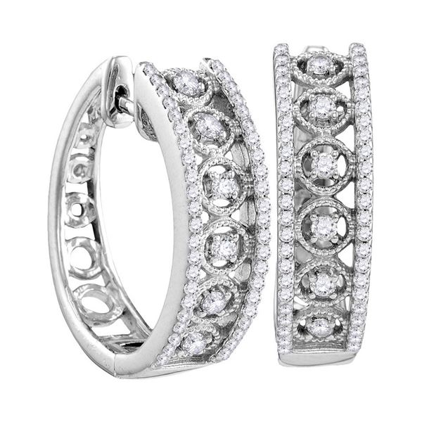 Diamond Hoop Earrings 1/2 Cttw 10kt White Gold
