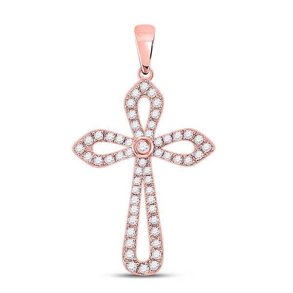 Diamond Gothic Cross Pendant 1/3 Cttw 10kt Rose Gold