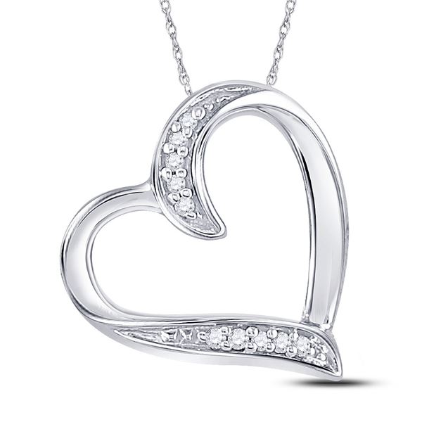 Diamond Heart Outline Pendant .03 Cttw 10kt White Gold