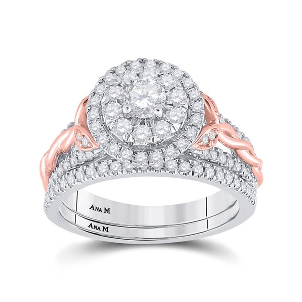 Diamond Bridal Wedding Ring Band Set 1 Cttw 14kt Two-tone Gold