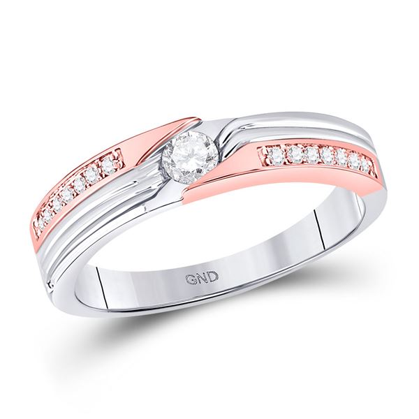 Diamond Solitaire Band Ring 1/3 Cttw 14kt Two-tone Gold