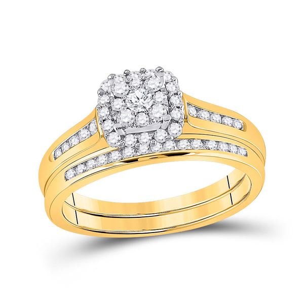 Diamond Bridal Wedding Ring Band Set 1/2 Cttw 10kt Yellow Gold