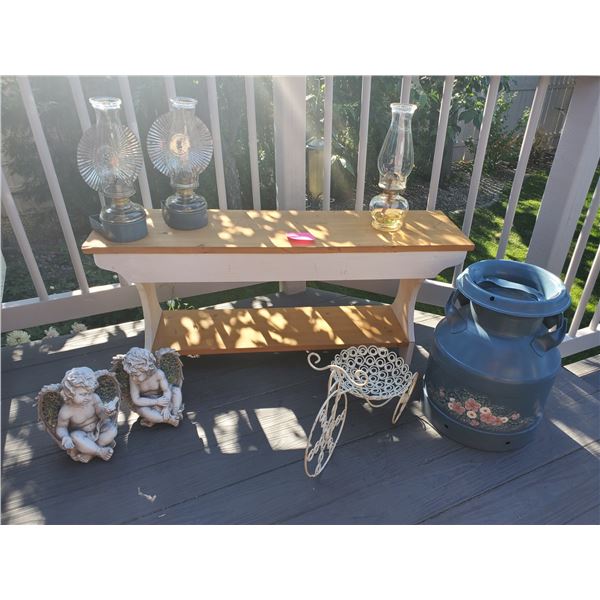 Home Decor Set - Handcrafted Shelf, Kerosene Lanterns, etc.