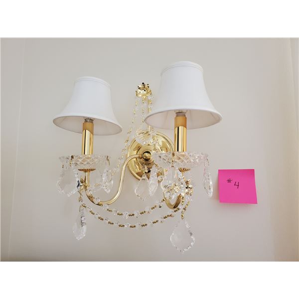 Antique Crystal Wall Sconces x 2