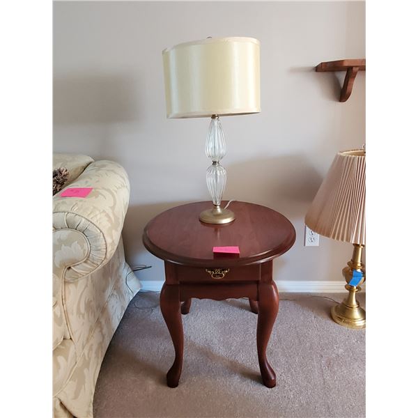 Antique Side Table with Lamp - J.W.Woodcraft, Genuine Handcrafted Furniture, Canadian Made